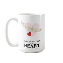 Tasse avec chouette qui a ses serres dans mon cœur
