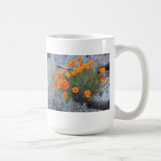 Tasse avec des beaux-arts des pavots parmi les