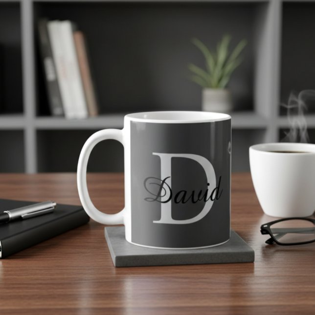 Tasse avec monogramme moderne initial & nom | Écri (Créateur téléchargé)