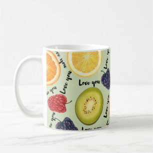 Tasse avec motif de fruits vibrants 'Je t'aime'
