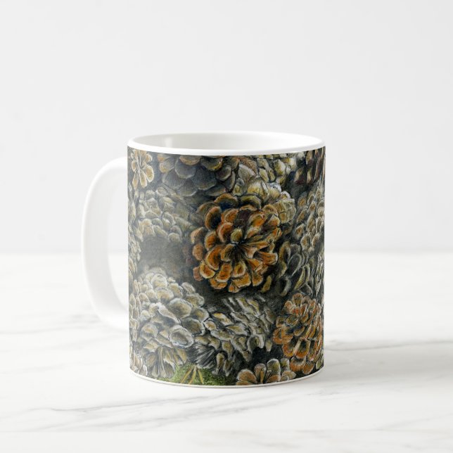 Tasse avec Pinecones tombé autour (Devant gauche)