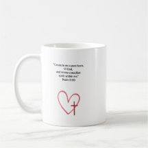 Tasse avec verset biblique chrétien Psaume 51:10 |