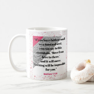 Tasse avec verset biblique sur la foi comme une gr