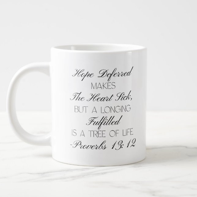 Tasse avec verset biblique sur l'espérance Proverb (Gauche)