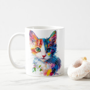 Tasse avec visage de chat mignon couleur vive - Ca