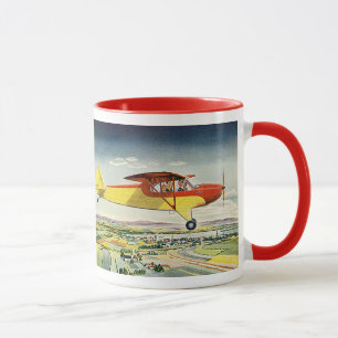 Tasse Avion de transport Vintage au-dessus de champs de