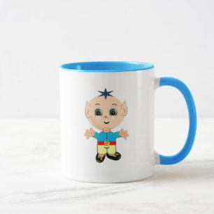 Tasse Bande dessinée d'elfes de bébé en bleu et jaune