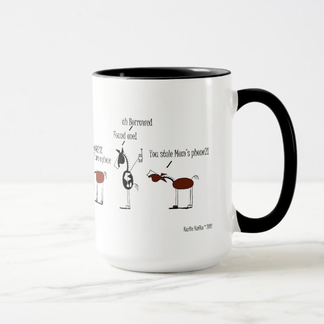 Tasse Bande dessinée drôle de cheval et d'âne (Droite)