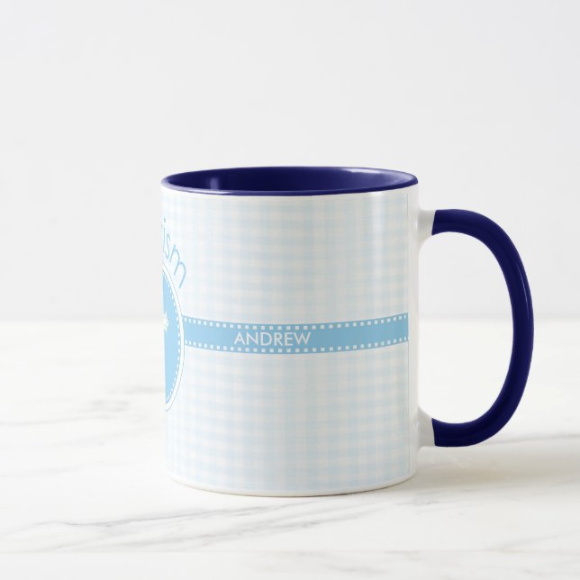 Tasse Baptême Bleu Enfant de Dieu, personnalisable (Droite)