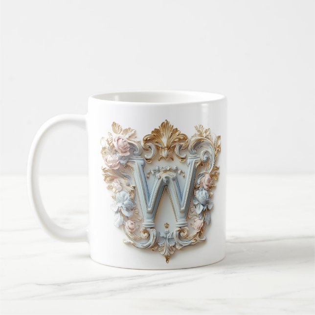 Tasse Baroque avec la lettre 'W' pour une princess (Gauche)