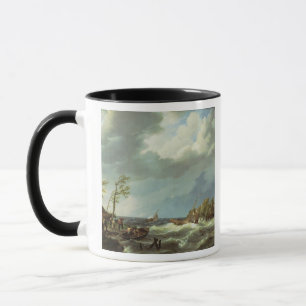Tasse Bateau de pêche néerlandais propagé un rivage d