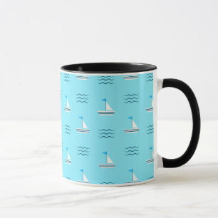 Tasse Bateaux À Voile Sur Le Motif De La Mer Bleue
