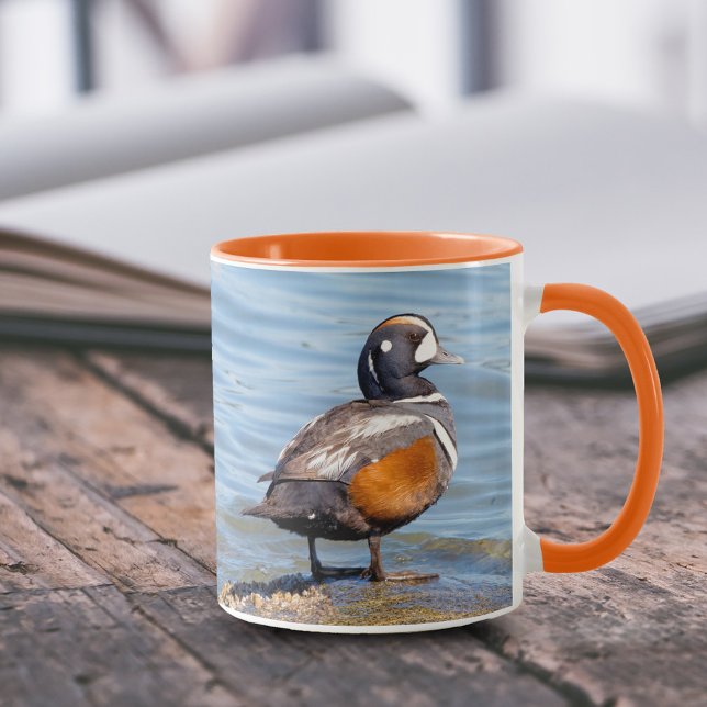 Tasse Beau canard arlequin sur le rocher (Harlequin Duck on the Rocks 11 oz Coffee Mug Cover Photo.)