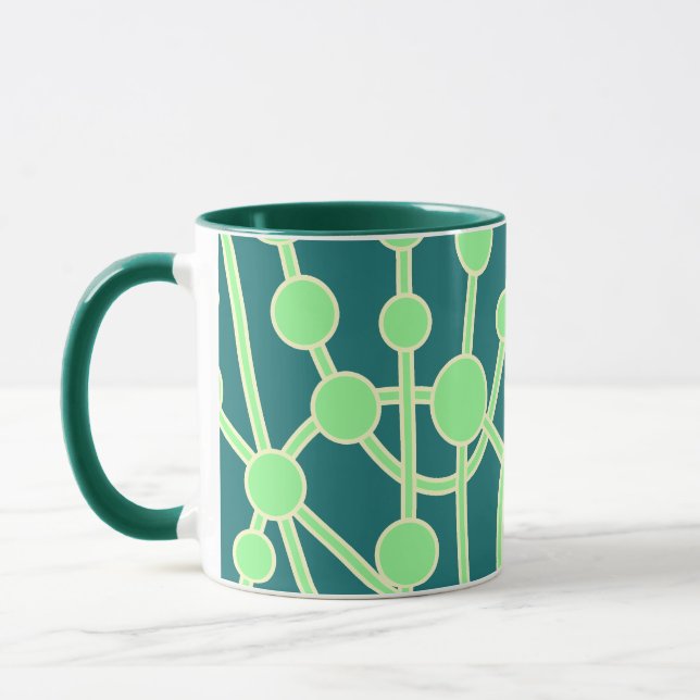 Tasse Beaucoup de routes II Mint vert avec blanc sur ver (Gauche)