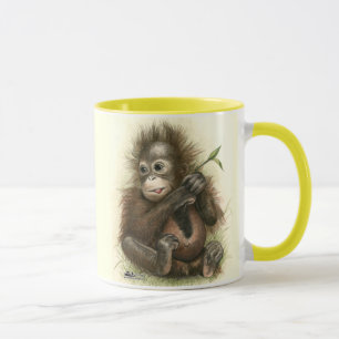 Tasse Bébé d'orang-outan avec le feuille