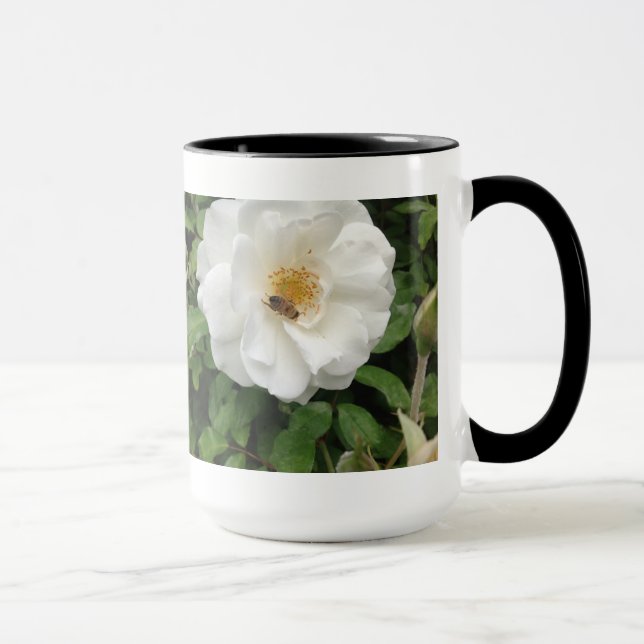 Tasse Belle Bee Sur Le Beau Art Rose Photographie Nature (Droite)