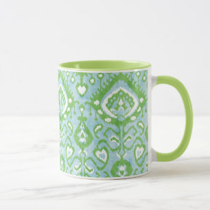 Tasse Belle pastel vert et bleu ikat motifs tribaux