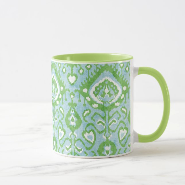Tasse Belle pastel vert et bleu ikat motifs tribaux (Droite)
