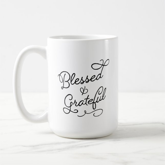 Tasse bénie et reconnaissante (15oz) (Gauche)