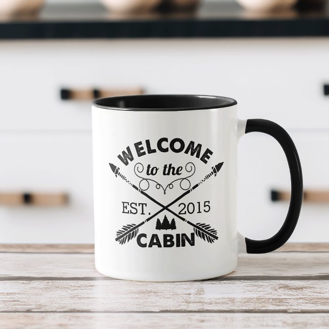 Tasse Bienvenue au Cabine | Maison de campagne rustique (Créateur téléchargé)
