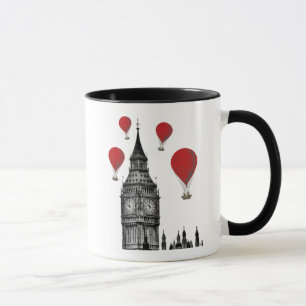 Tasse Big Ben et ballons à air d'un rouge ardent