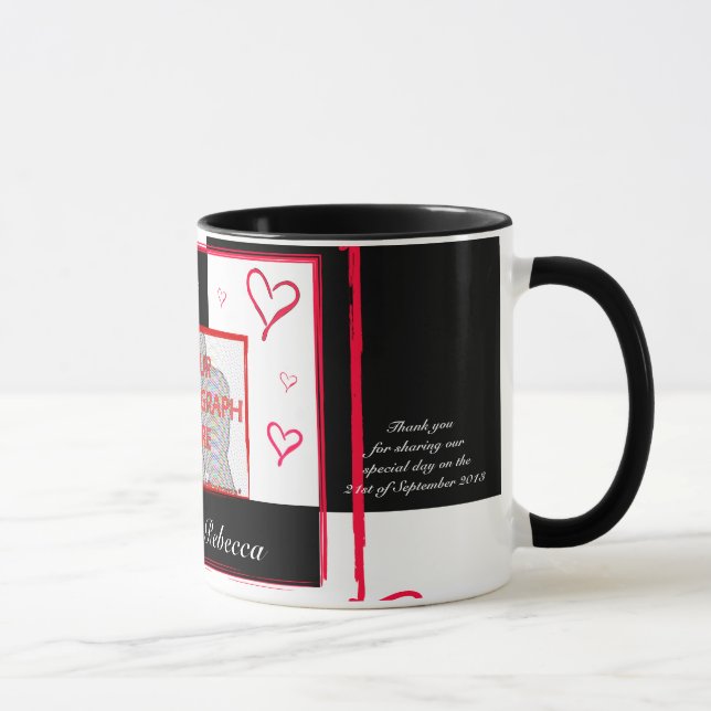 Tasse Black white rouge moderne amour cadre photo (Droite)