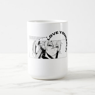 Tasse blanche avec dessin animé | Anime esthétique