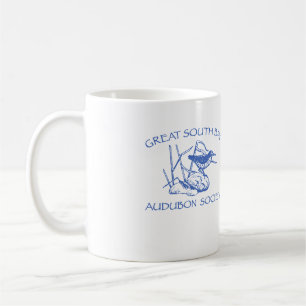Tasse blanche avec le logo bleu