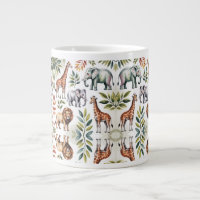 Tasse blanche avec un animal de jungle vibrant