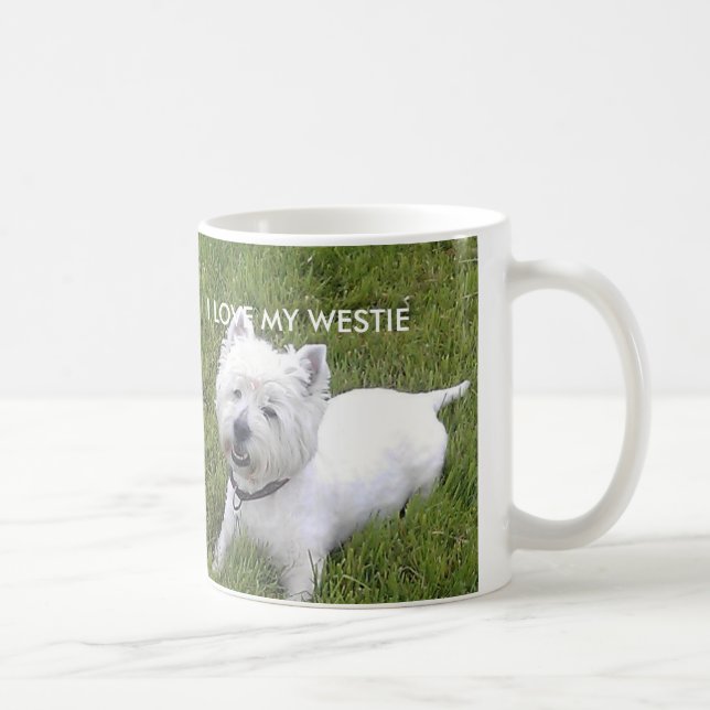 Tasse blanche classique blanche de 11oz Westie (Droite)