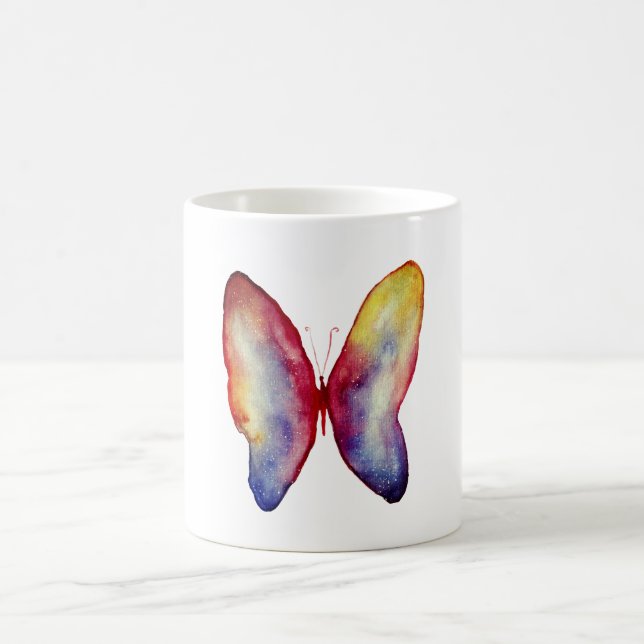 Tasse blanche classique d'art d'aquarelle de (Centre)