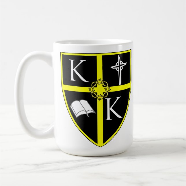 Tasse blanche classique de bouclier (Gauche)