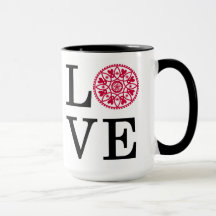 Tasse blanche d'AMOUR et noire rouge