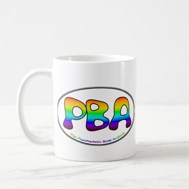 Tasse blanche de l'ovale 15oz de PBA (Gauche)