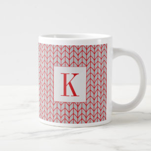 TASSE BLANCHE GRANDE EN MAILLE GRISE ROUGE + Initi