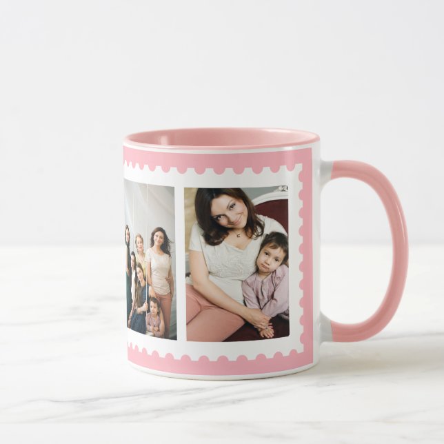 Tasse blanche rose de photo de famille du cadre 4 (Droite)