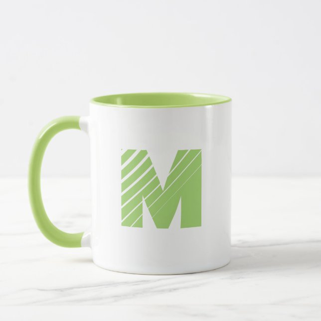 Tasse blanche verte lime moderne gras Monogramme (Gauche)