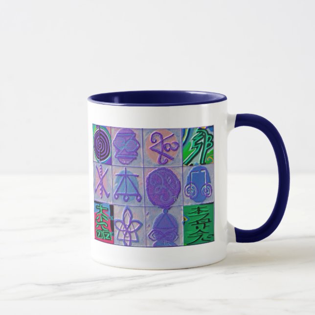 Tasse Bleu curatif de Havenly des signes 12 de Reiki (Droite)