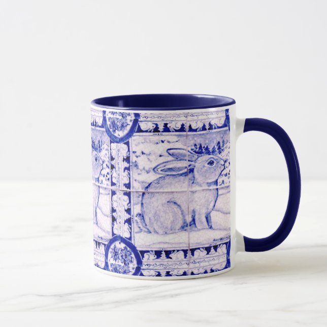 Tasse Bleu et blanc Rabbit Hiver ou Musique de Noël (Droite)