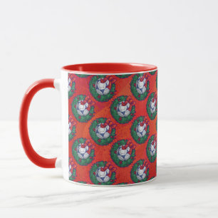 Tasse Bleu festif, Motif de balle de football blanc sur 