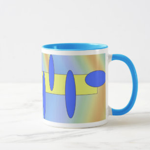 Tasse bleu jaune abstrait