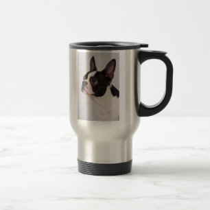 Tasse bleue d'acier inoxydable de chien de Boston
