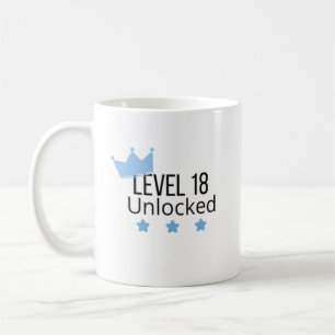 Tasse bleue d'anniversaire Niveau 18 débloqué 