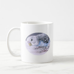 Tasse bleue d'art d'oiseau de perruche de perruche