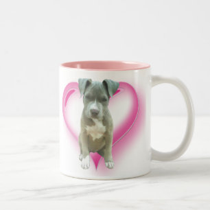 Tasse bleue de chiot de pitbull