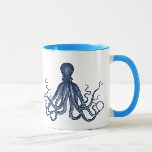 Tasse bleue de coutume de poulpe (Droite)