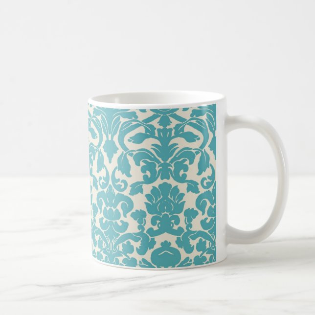 Tasse bleue de damassé d'Aqua (Droite)