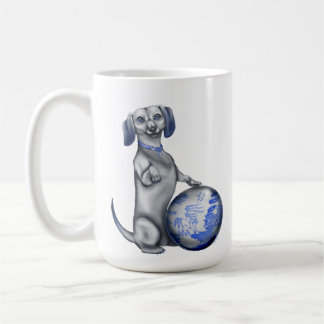 Tasse bleue de teckel de saule