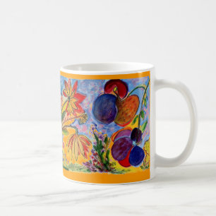 Tasse bleue et orange de fleur