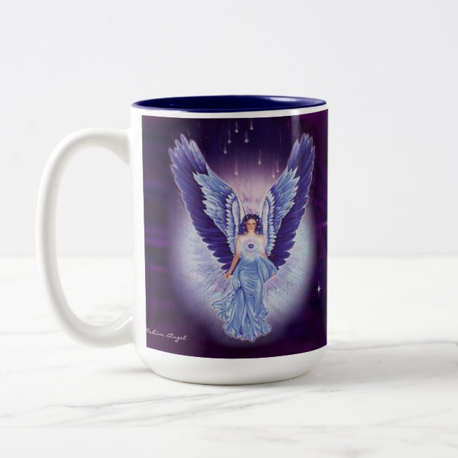 Tasse bleue glorieuse d'ange de saphir (Gauche)